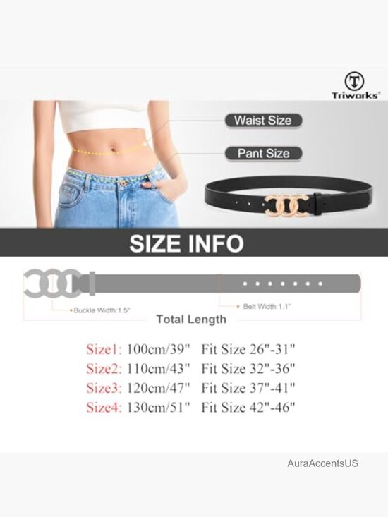 3 Pack Faux Leather Waist Belts for Women - Gold Buckle, Adjustable Size main image 4